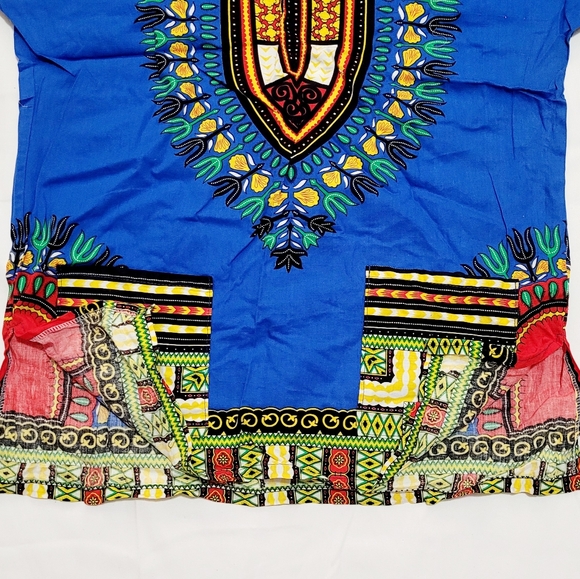 Western African Dashiki Tunic Top Size Medium In Blue Size: US Medium. - Picture 7 of 9